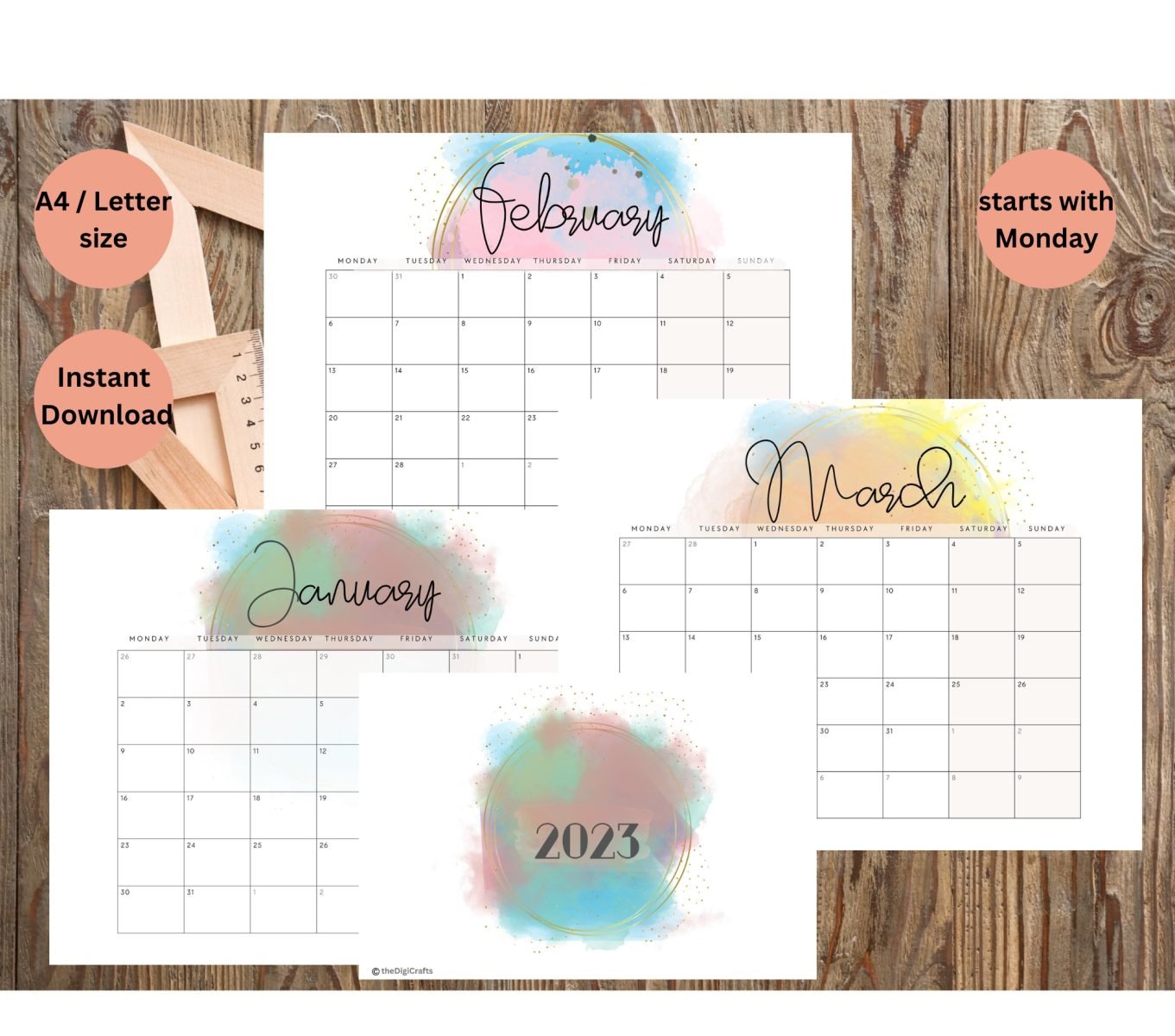 Printable Calendar Template - theDigiCrafts